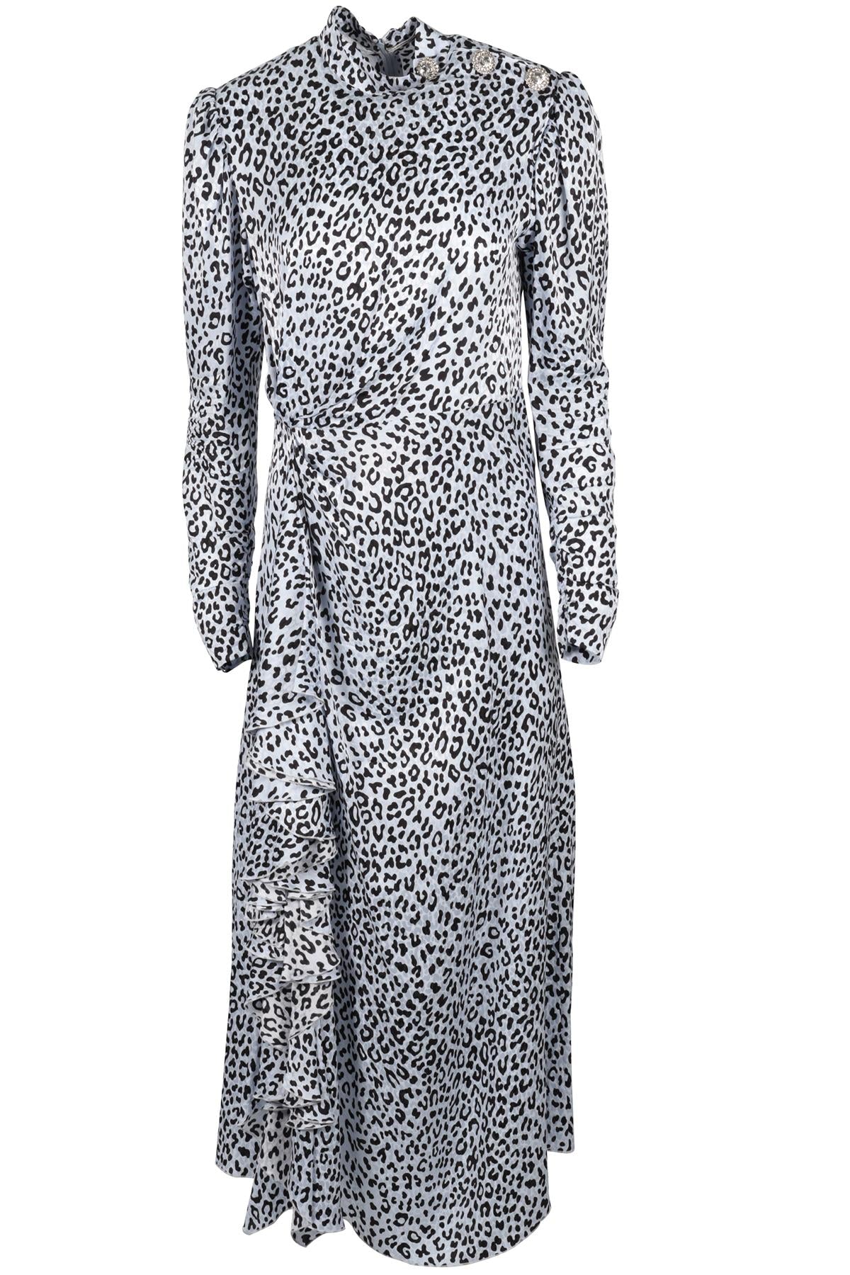 ALESSANDRA RICH BLUE SILK MAXI DRESS IT 42 UK 10