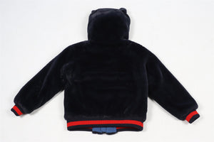 DOLCE & GABBANA NAVY KIDS BOYS FAUX FUR JACKET 7-8 YEARS