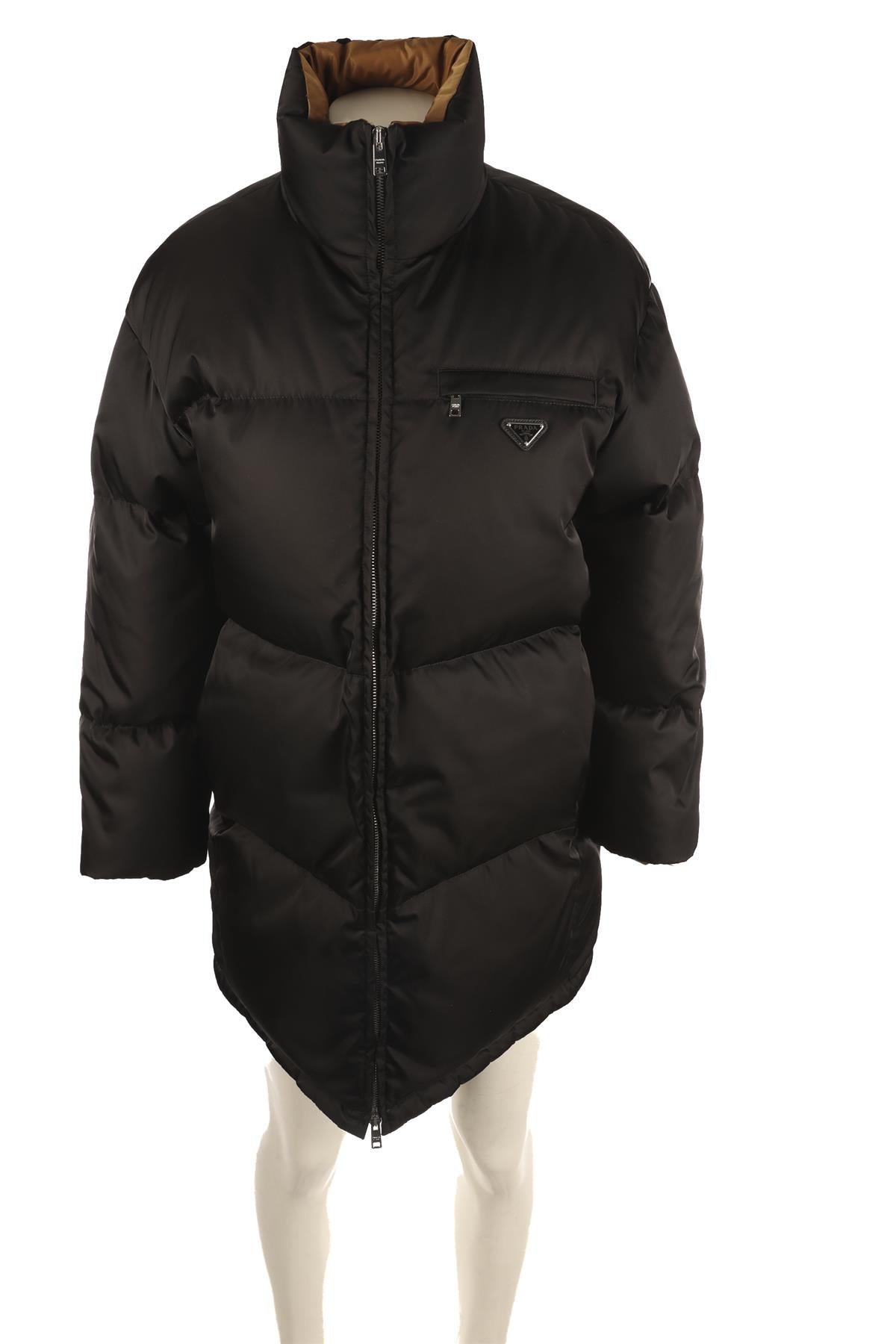 PRADA BLACK RE-NYLON PADDED DOWN JACKET IT 36 UK 4