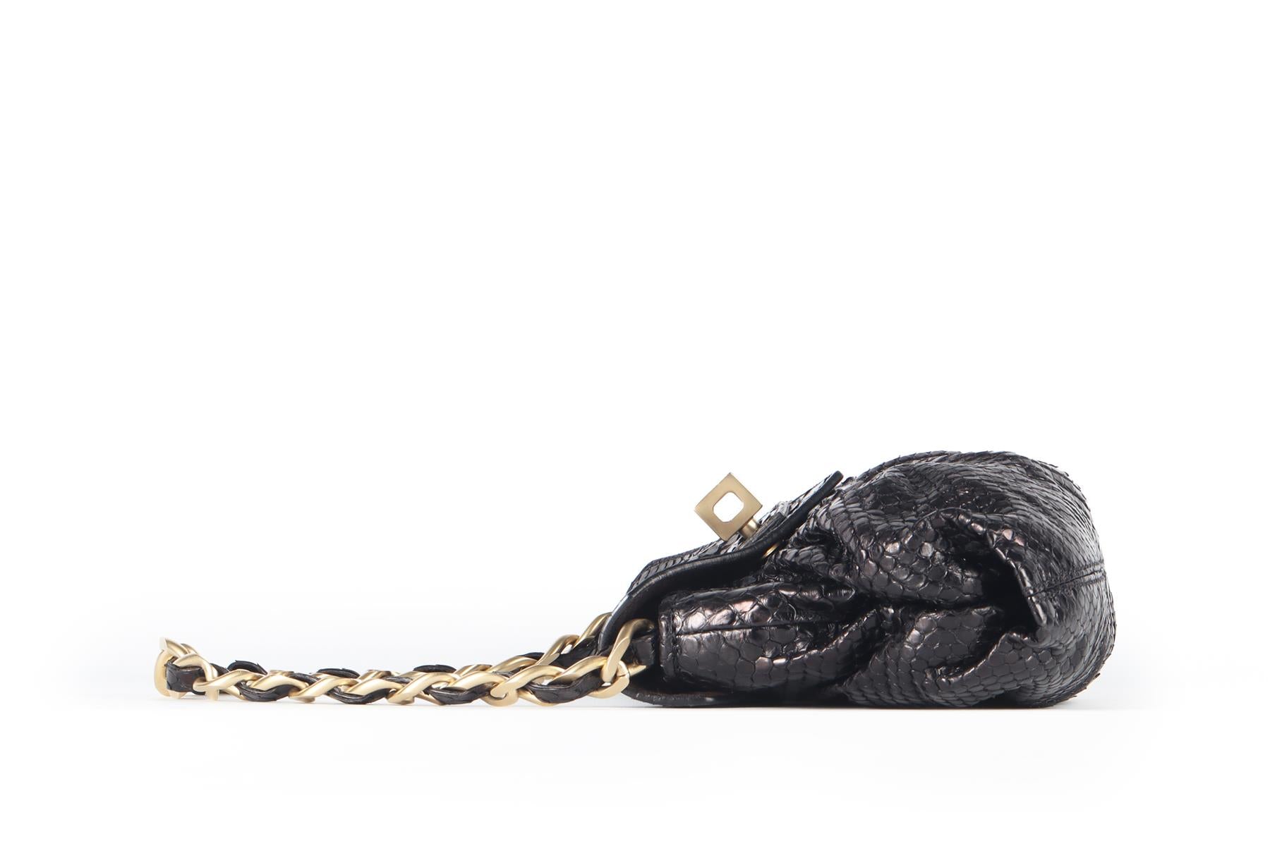 ZAGLIANI BLACK PYTHON SHOULDER BAG