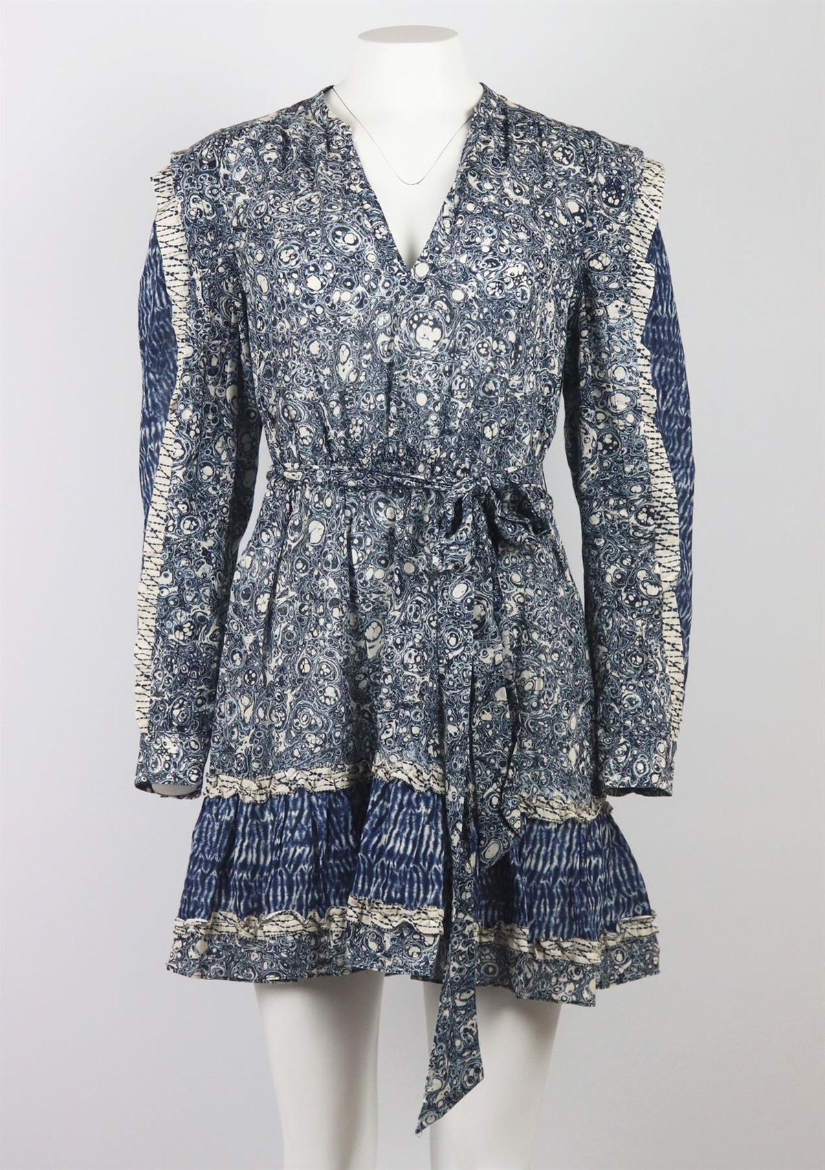 ULLA JOHNSON NOUMI RUFFLED PRINTED COTTON BLEND VOILE MINI DRESS US 10 UK 14