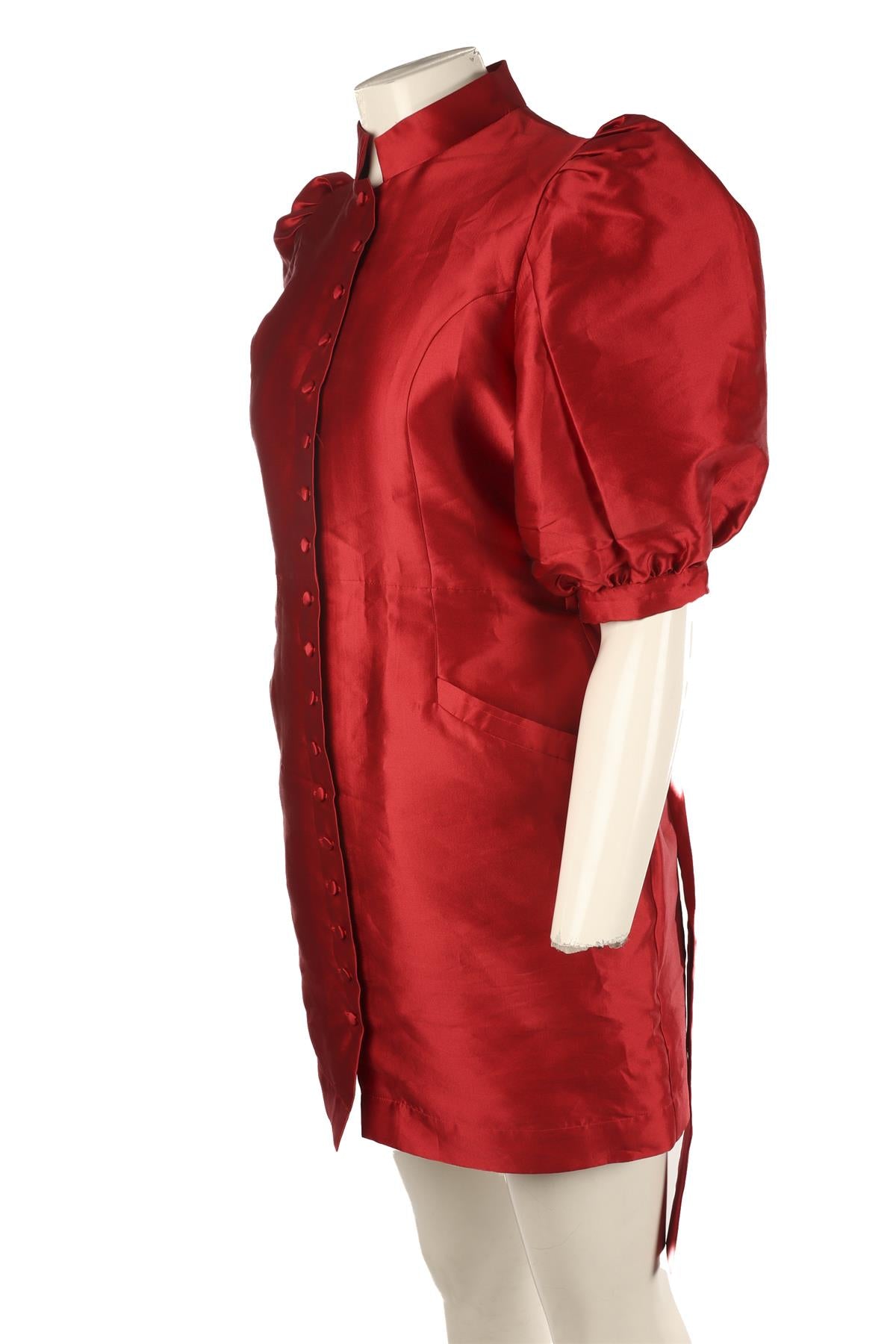 DESTREE RED SILK MINI DRESS LARGE
