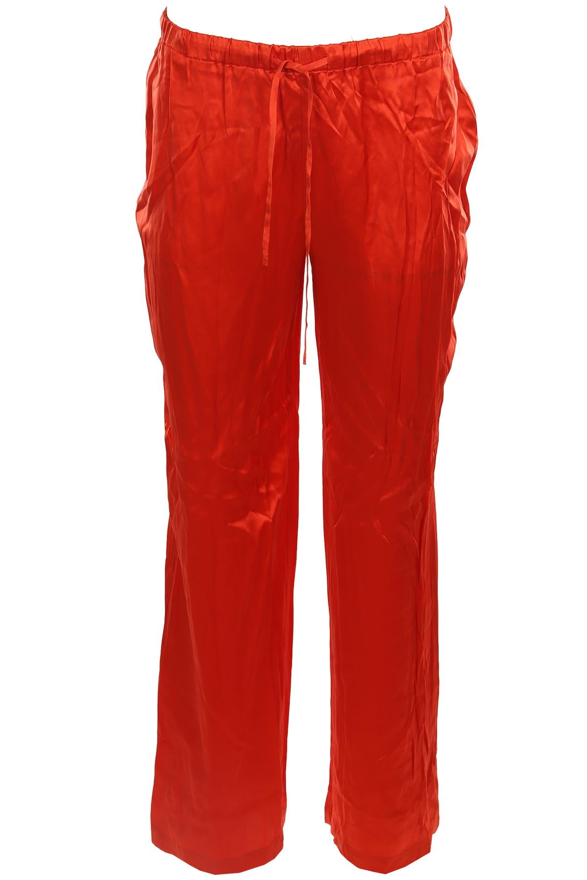 REFORMATION ORANGE SILK STRAIGHT LEG PANTS SMALL