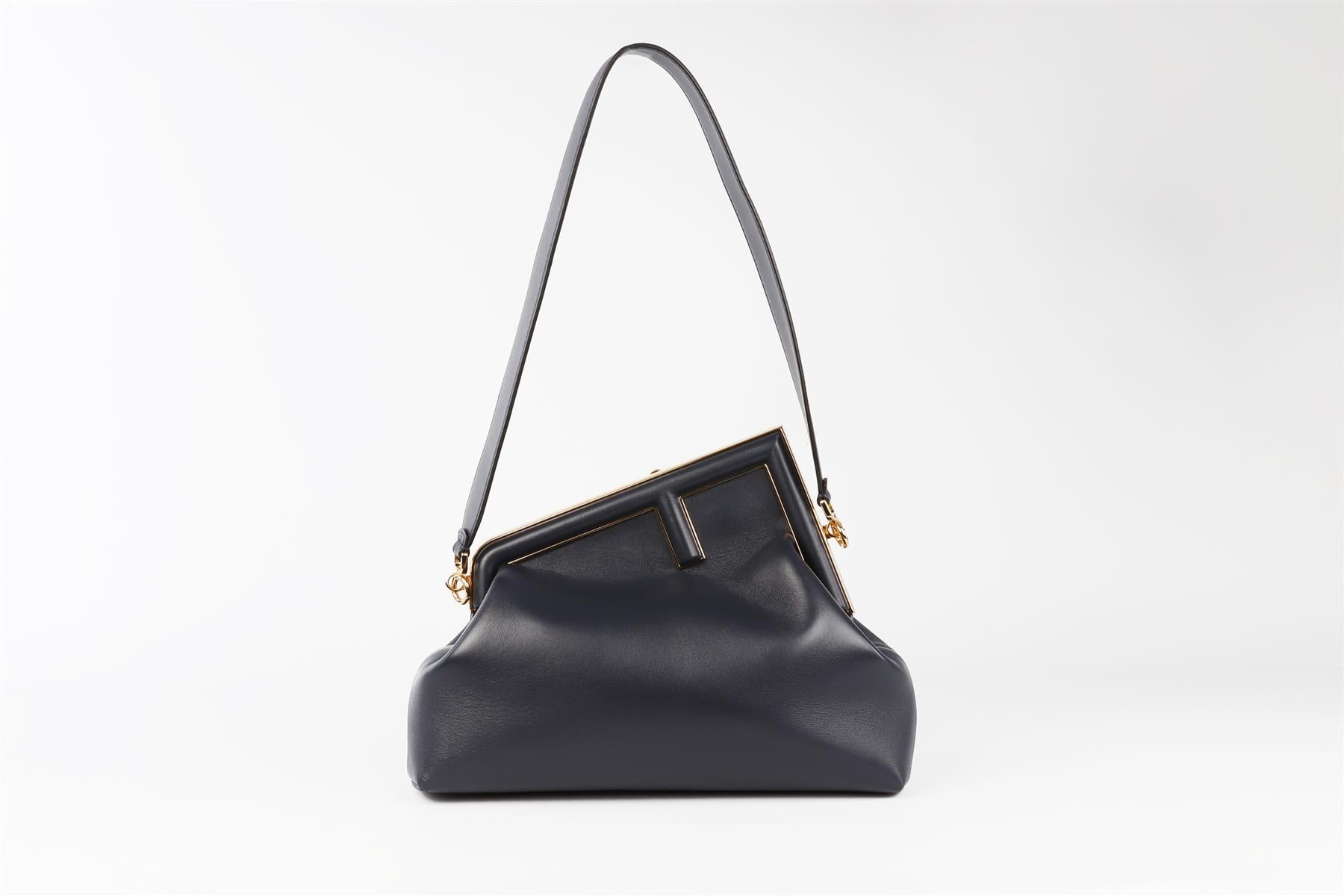 FENDI NAVY FIRST MEDIUM LEATHER SHOULDER BAG