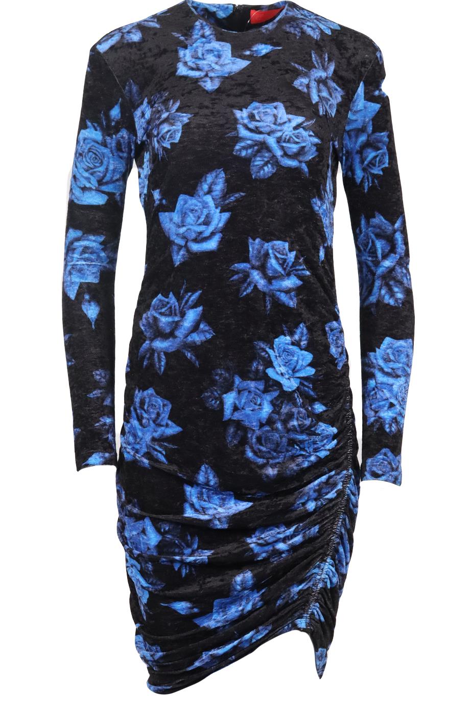 COMMISSION FLORAL PRINT VELVET MINI DRESS US 4 UK 8