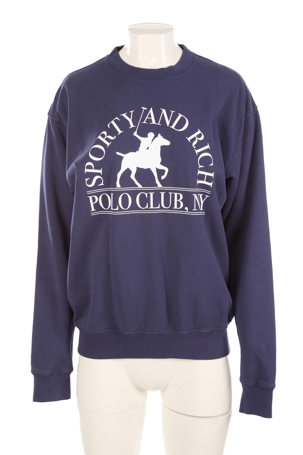 SPORTY & RICH NAVY COTTON SWEATSHIRT SMALL