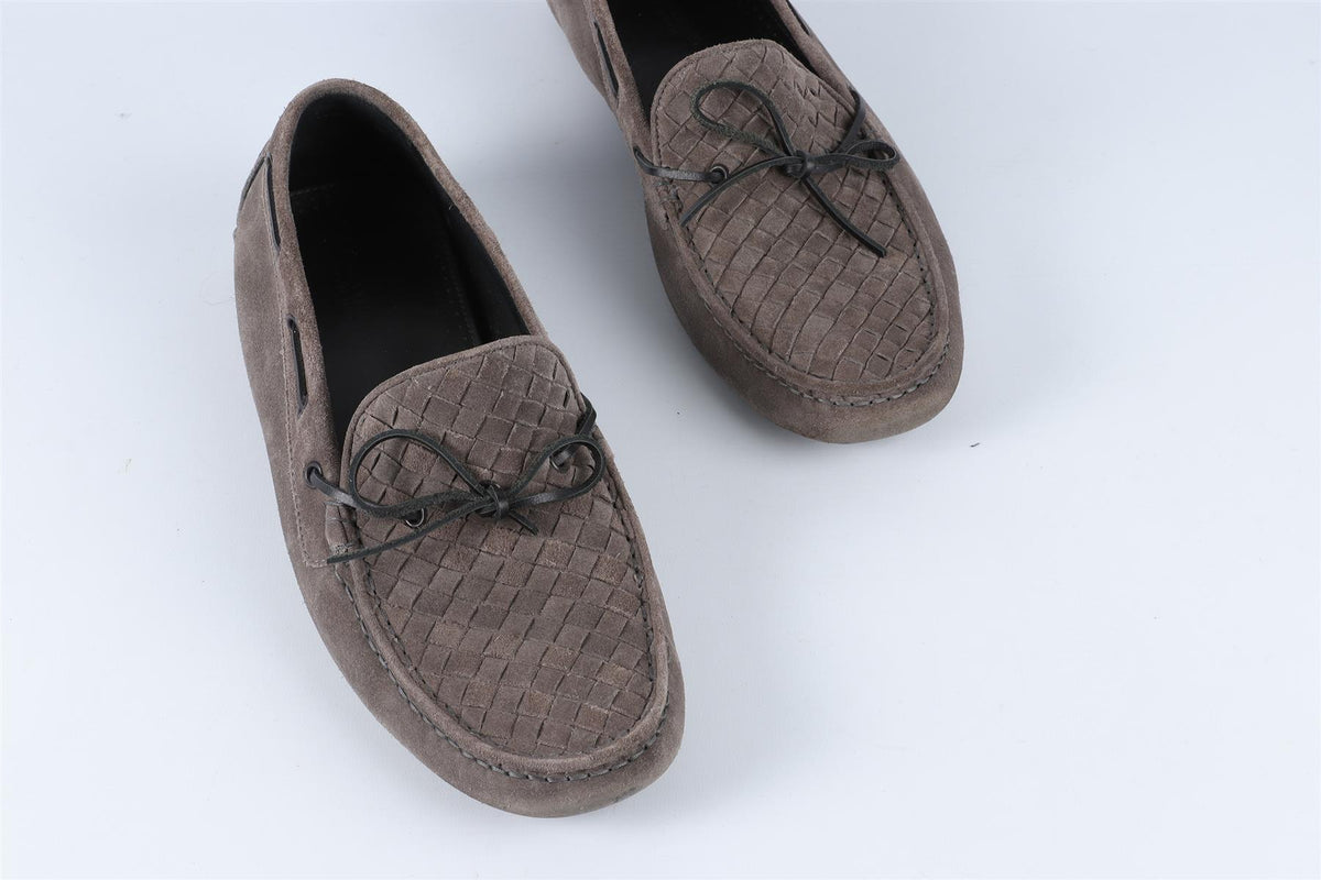 BOTTEGA VENETA GREY MEN'S INTRECCIATO SUEDE LOAFERS EU 43 UK 9 US 10