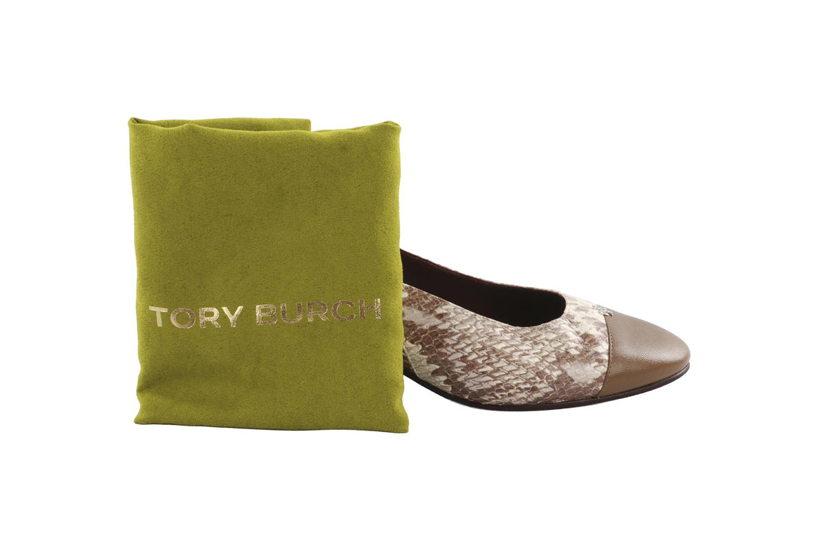 TORY BURCH TAUPE LEATHER SLINGBACK PUMPS EU 39 UK 6 US 9