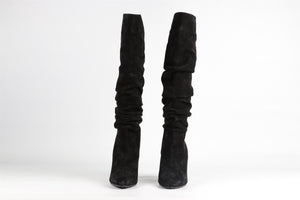 MANOLO BLAHNIK BLACK SUEDE KNEE HIGH BOOTS EU 38.5 UK 5.5 US 8.5