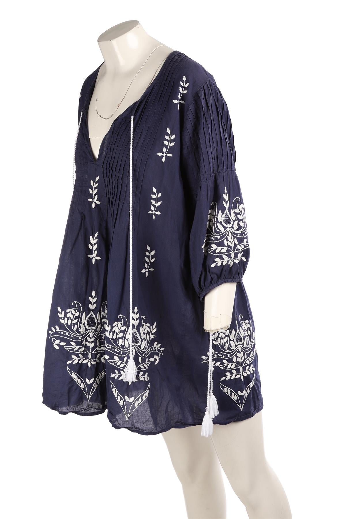 JULIET DUNN NAVY COTTON MINI DRESS 2 (UK 10-12)