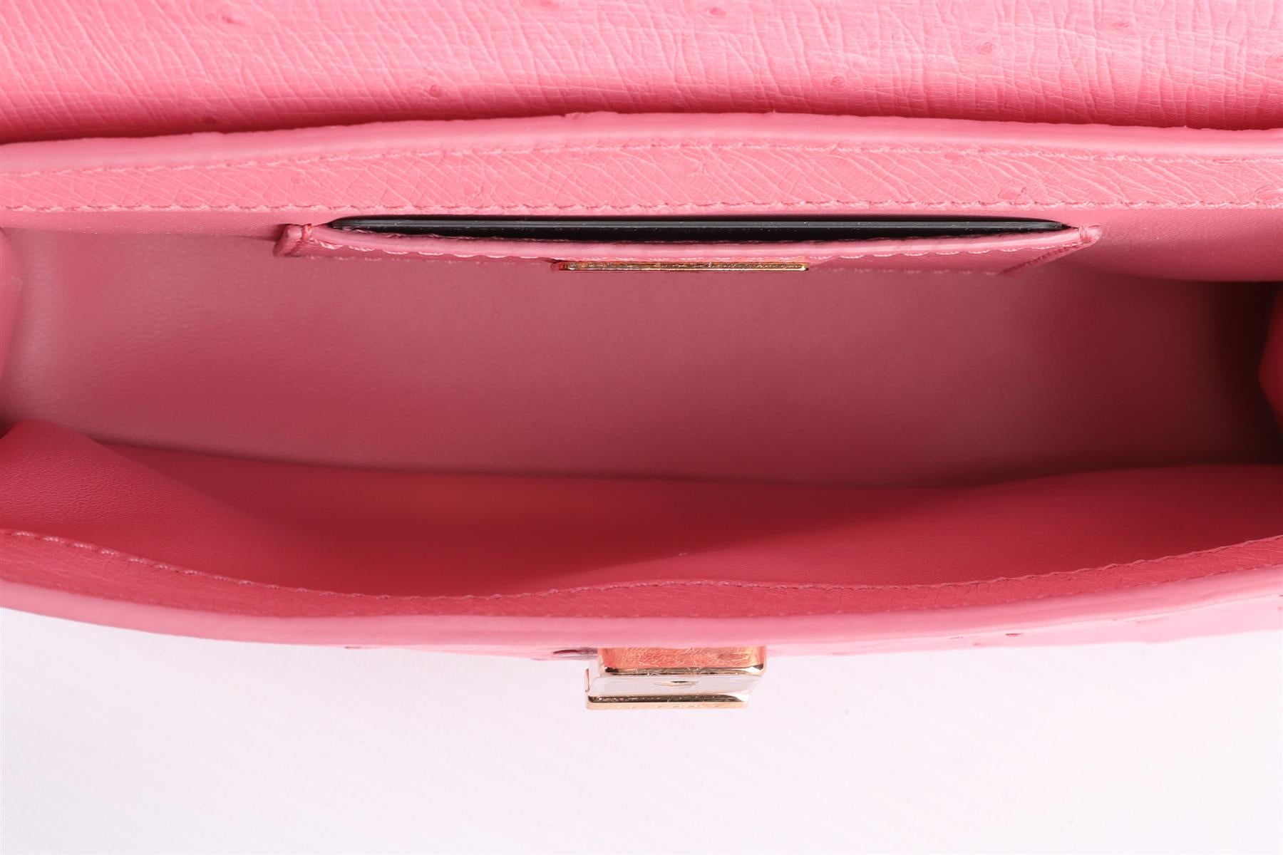 ANALEENA PINK OSTRICH LEATHER CLUTCH