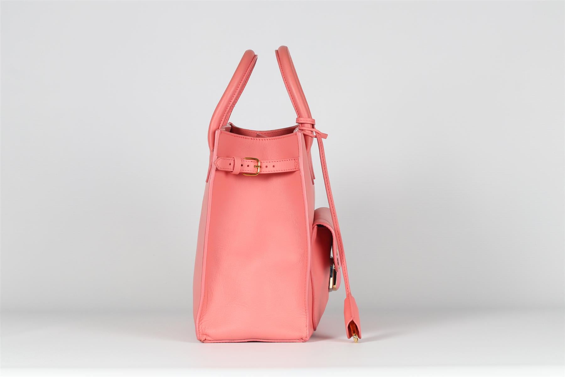 BALENCIAGA PINK PADLOCK ALL AFTERNOON LEATHER TOTE BAG