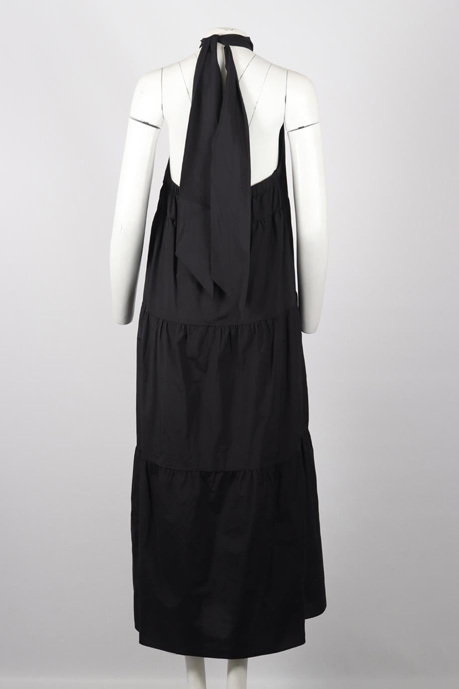 THEORY COTTON BLEND HALTERNECK MAXI DRESS MEDIUM