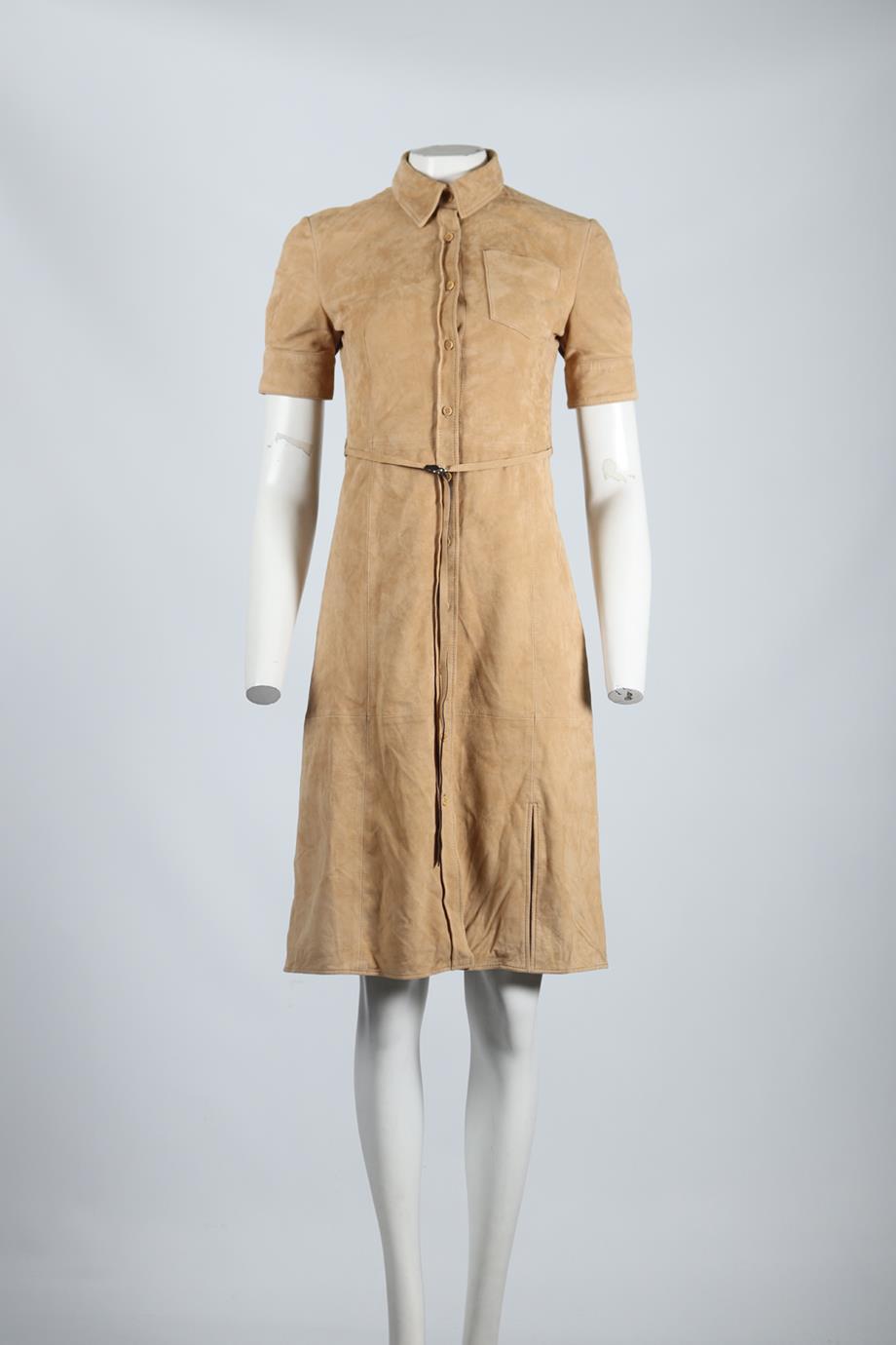 ALTUZARRA BELTED SUEDE MIDI DRESS FR 34 UK 6