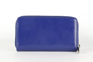 CHANEL BLUE 2014-2015 CC PATENT LEATHER WALLET