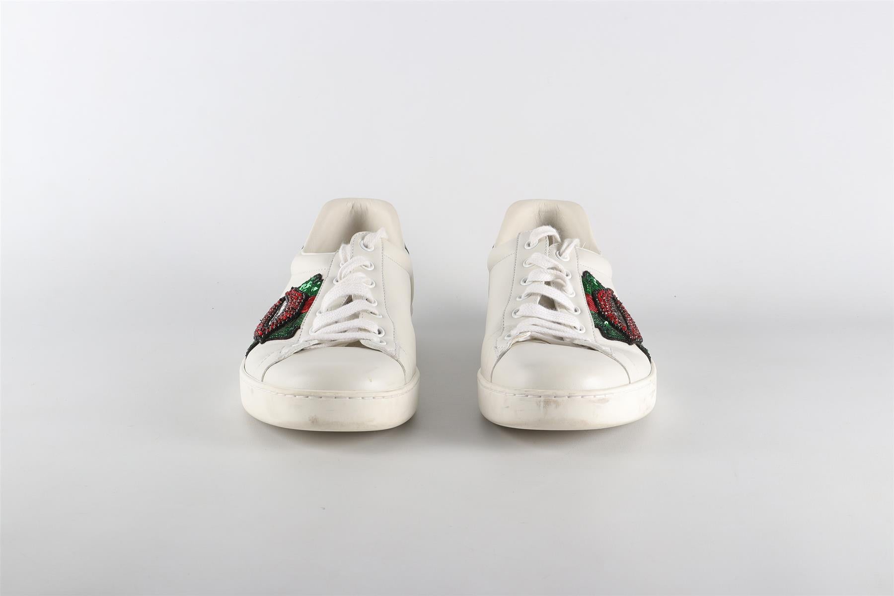 GUCCI WHITE MEN'S ACE LEATHER SNEAKERS UK 8.5