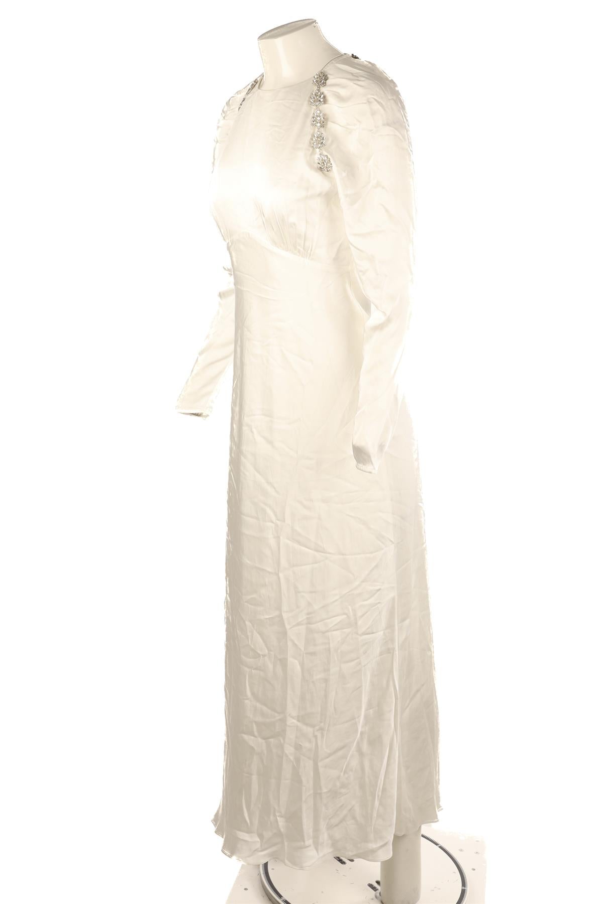SELF-PORTRAIT WHITE SATIN MAXI DRESS UK 8