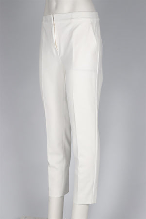 MAX MARA STUDIO WHITE WOVEN STRAIGHT LEG PANTS UK 12
