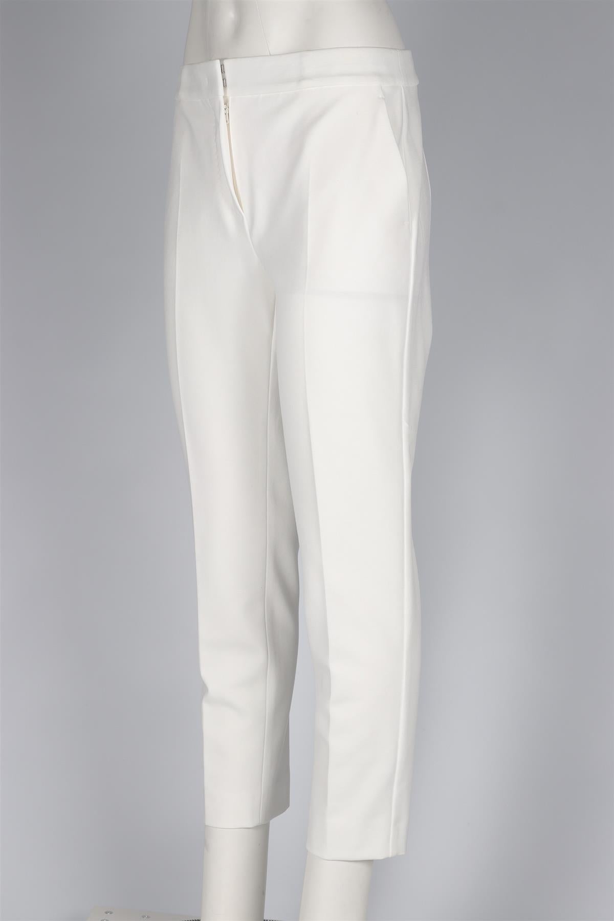 MAX MARA STUDIO WHITE WOVEN STRAIGHT LEG PANTS UK 12