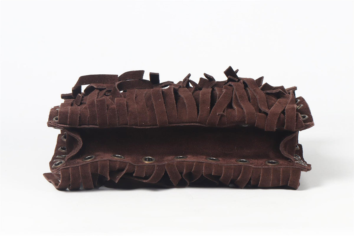DOLCE & GABBANA FRINGED SUEDE SHOULDER BAG