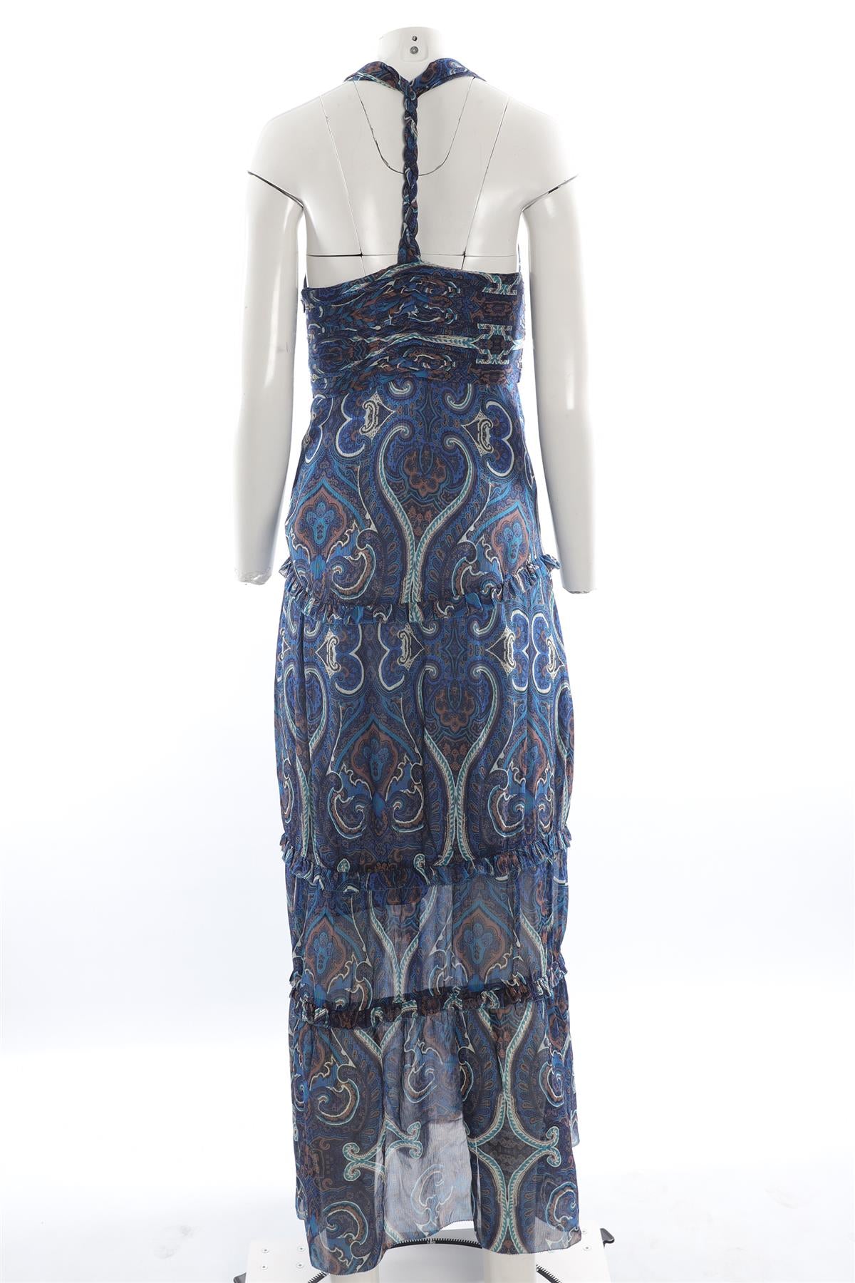 INTERMIX BLUE SILK MAXI DRESS MEDIUM