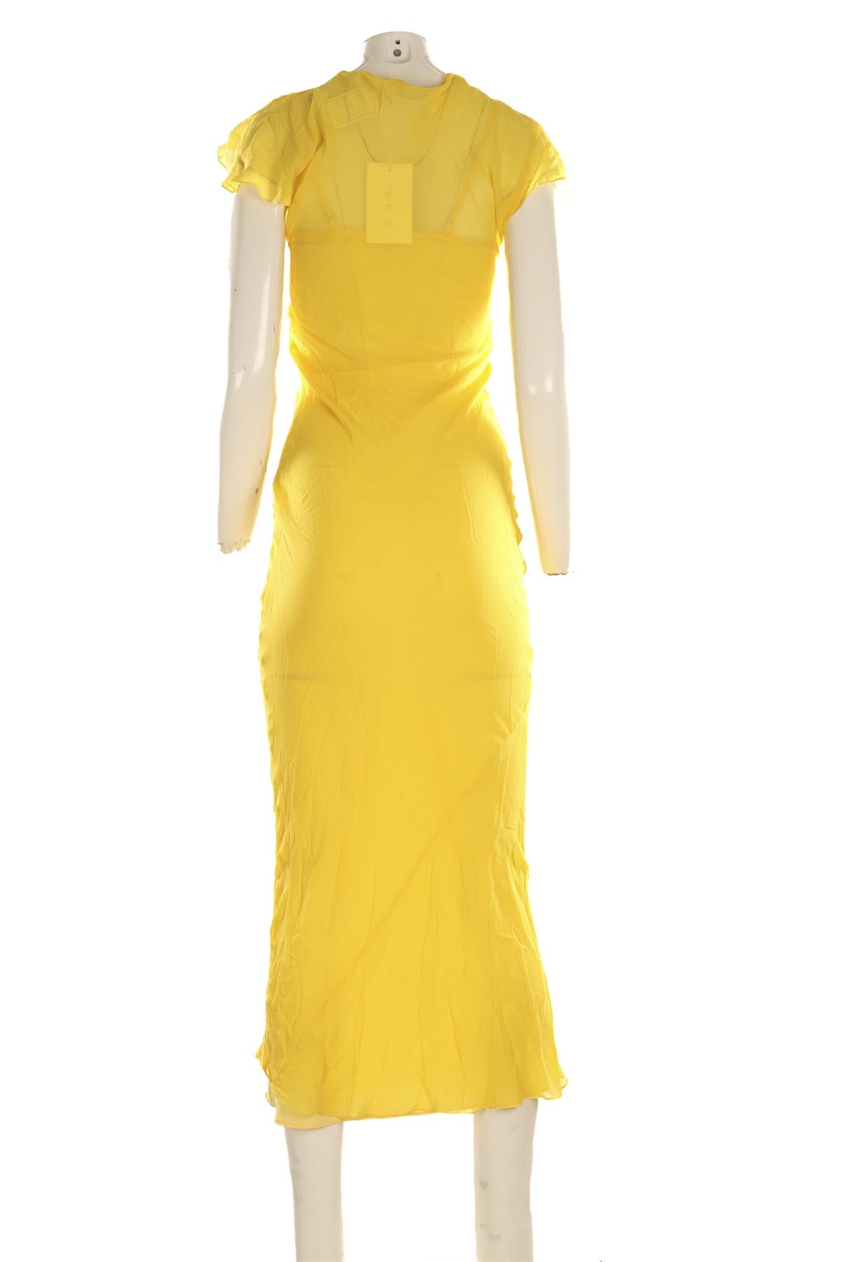 DE LA VALI YELLOW SILK MAXI DRESS UK 4