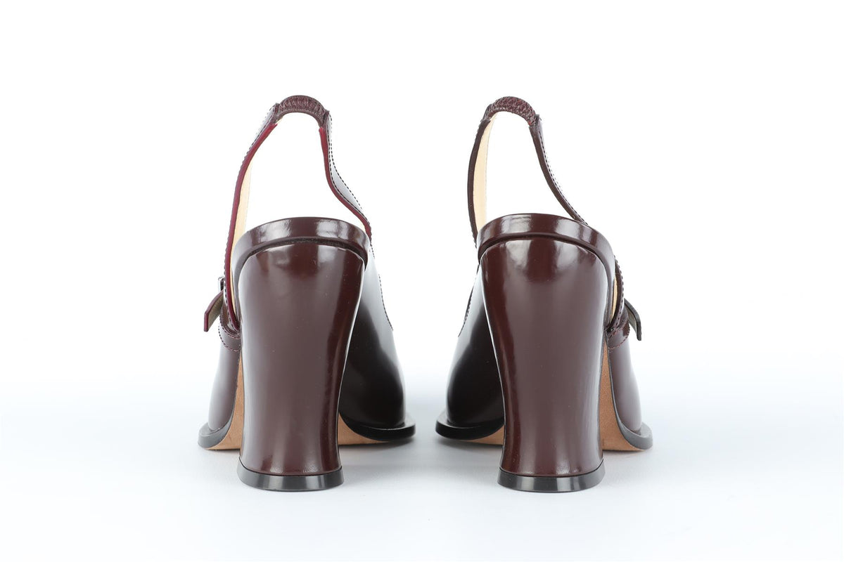 LOEWE BURGUNDY ONDA LEATHER PUMPS EU 39 UK 6 US 9