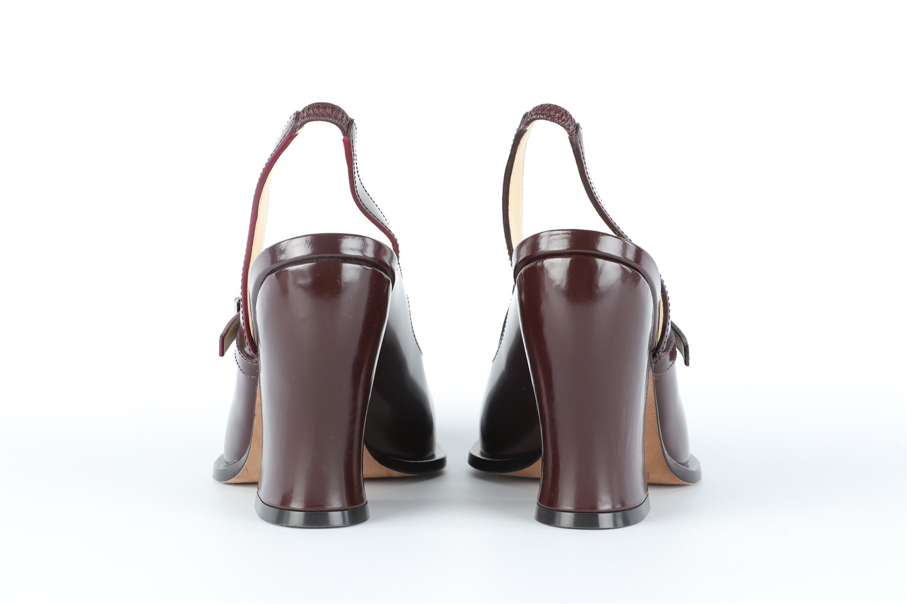 LOEWE BURGUNDY ONDA LEATHER PUMPS EU 39 UK 6 US 9