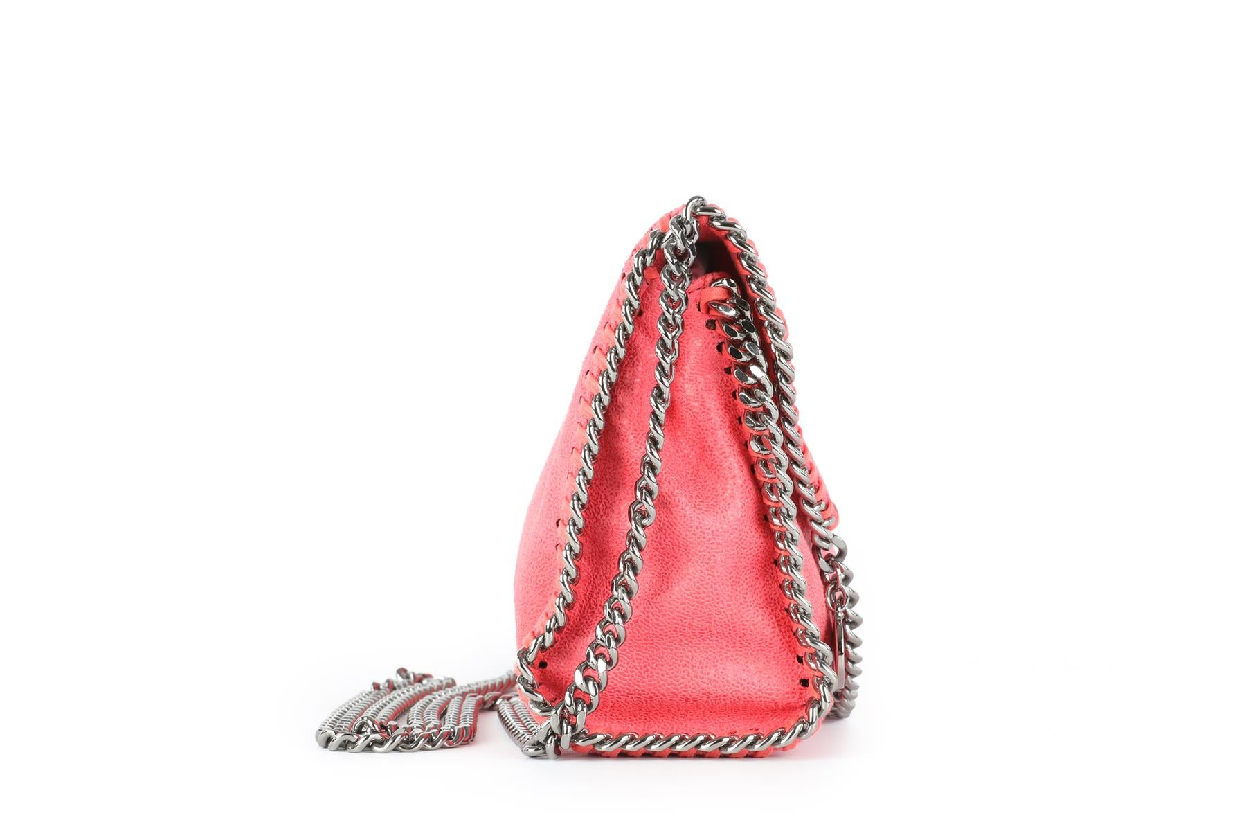 STELLA MCCARTNEY PINK FALABELLA MINI FAUX LEATHER SHOULDER BAG