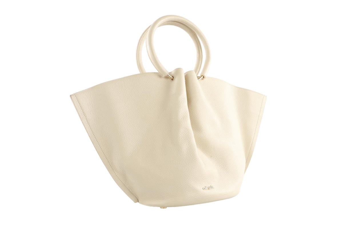CULT GAIA CREAM VALESKA LEATHER TOTE BAG