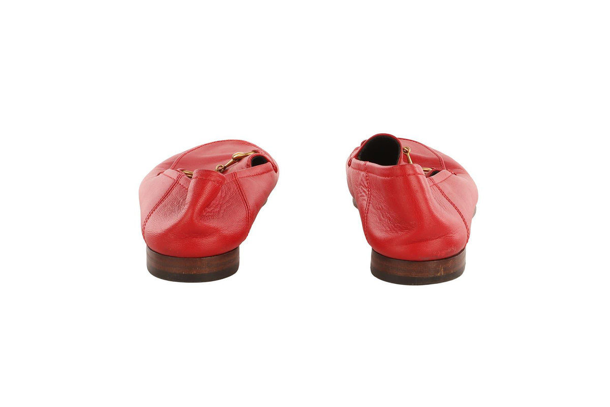 GUCCI RED BRIXTON LEATHER LOAFERS EU 37 UK 4