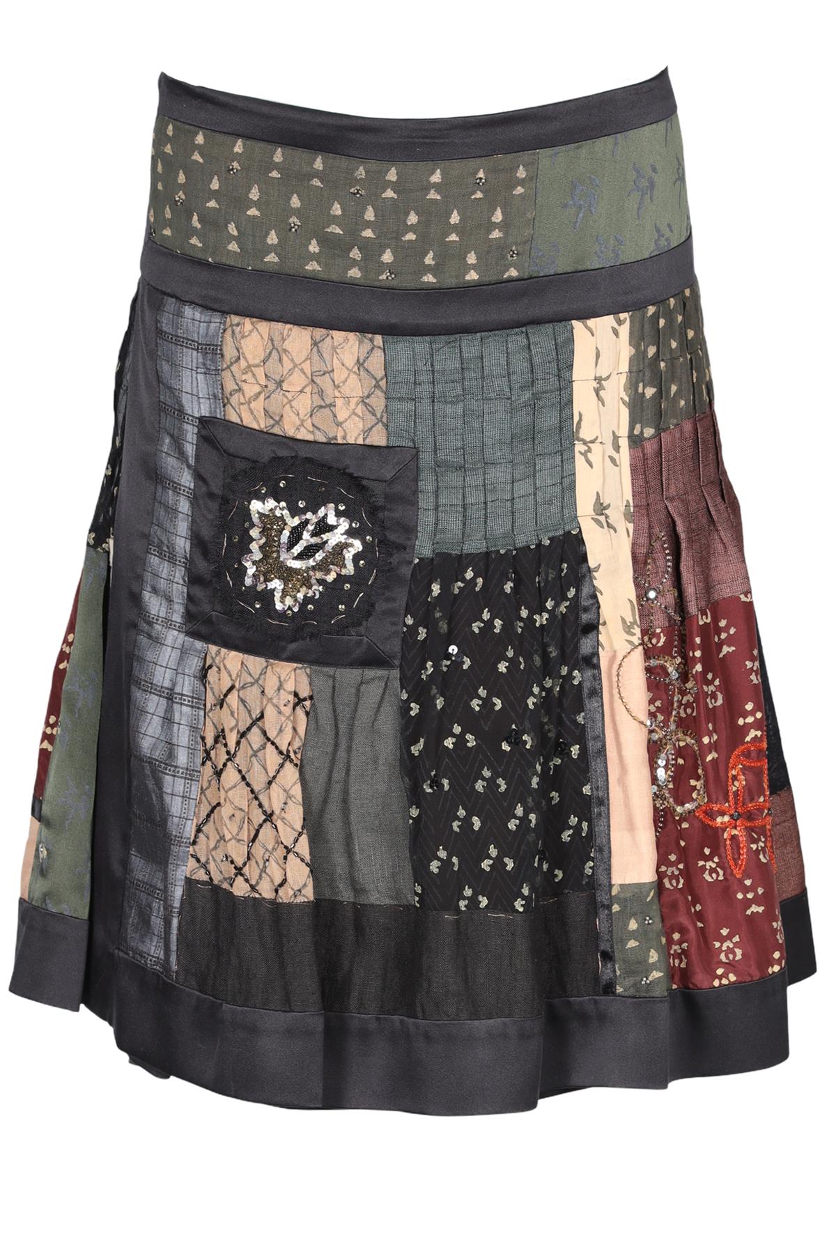 ETRO BLACK SILK MINI SKIRT IT 44 UK 12