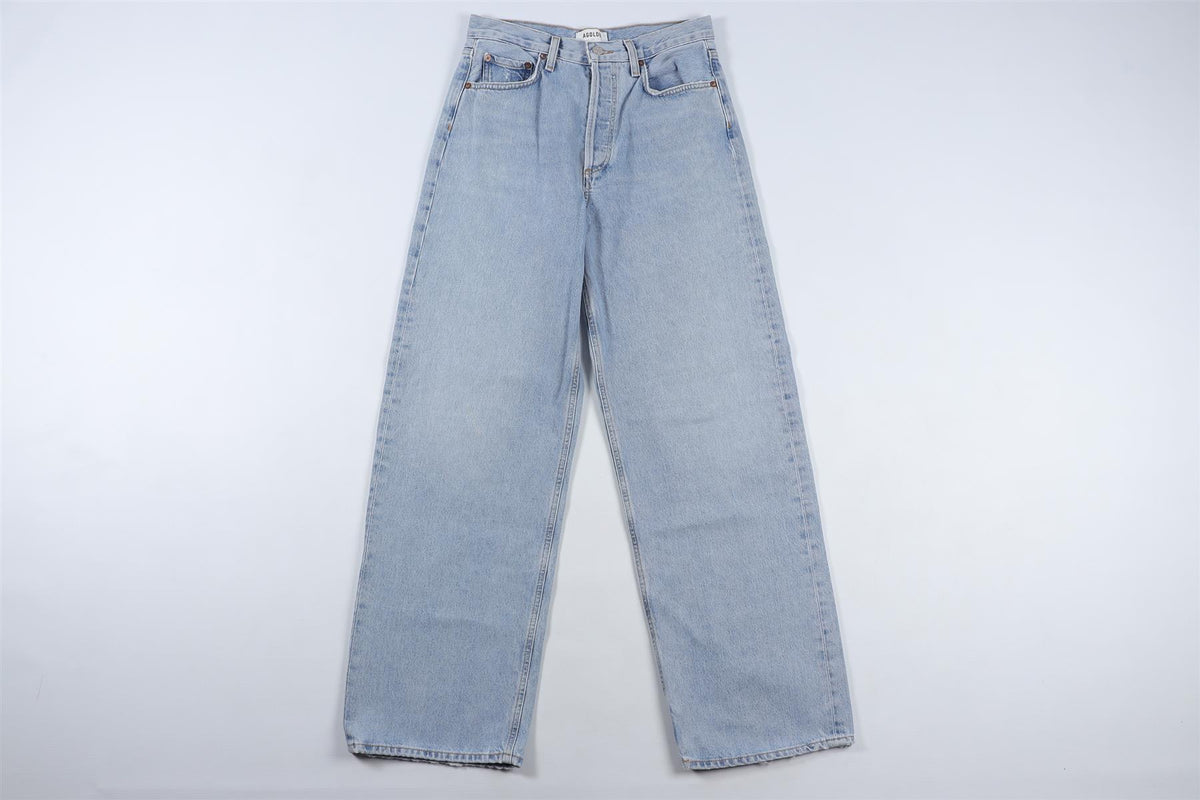 AGOLDE BLUE HIGH RISE WIDE LEG JEANS W24 UK 6