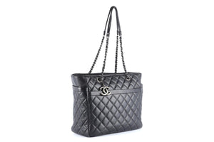 CHANEL BLACK 2014 SMALL QUILTED LEATHER TOTE BAG