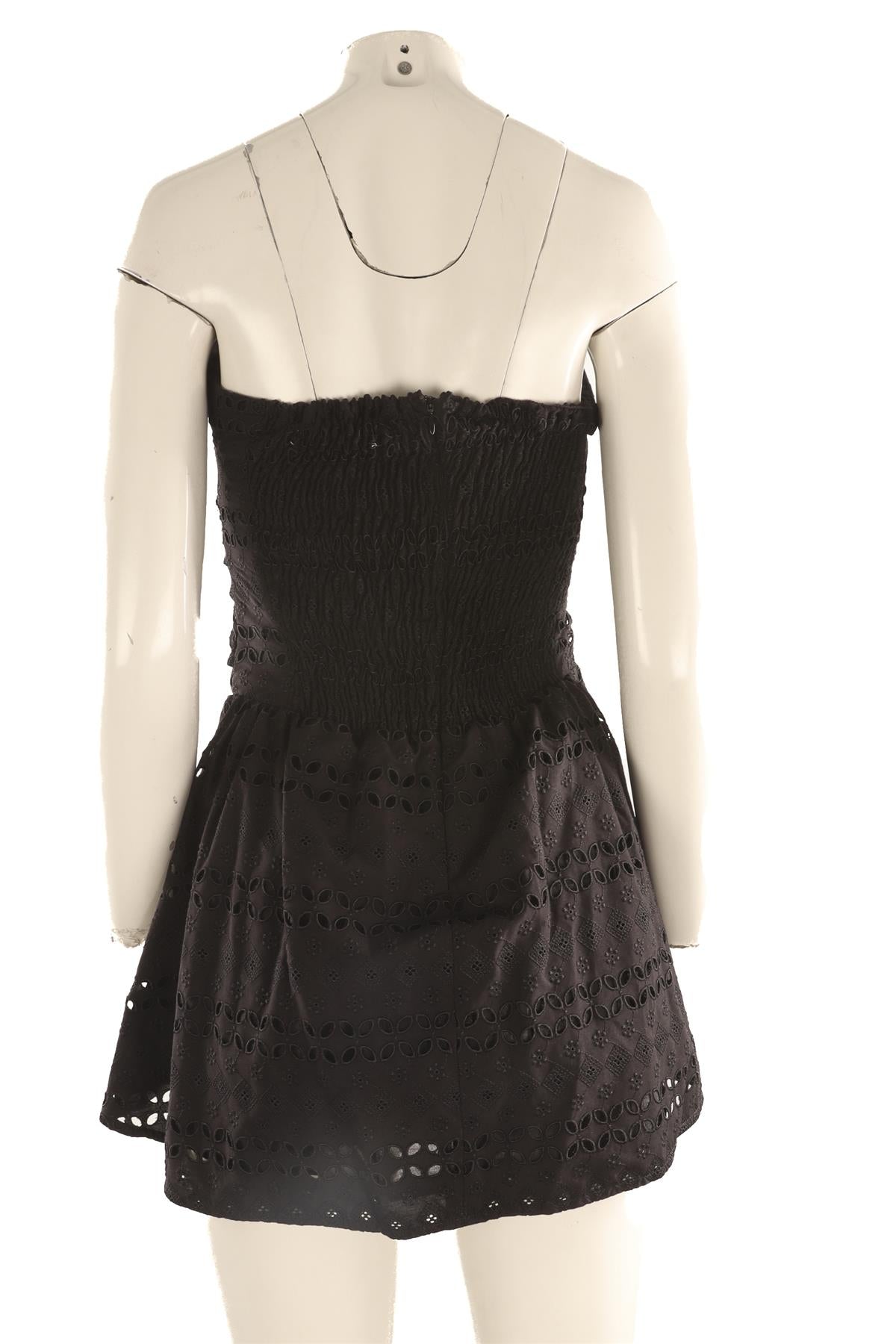 FAITHFULL THE BRAND BLACK COTTON MINI DRESS AU 8 UK 8