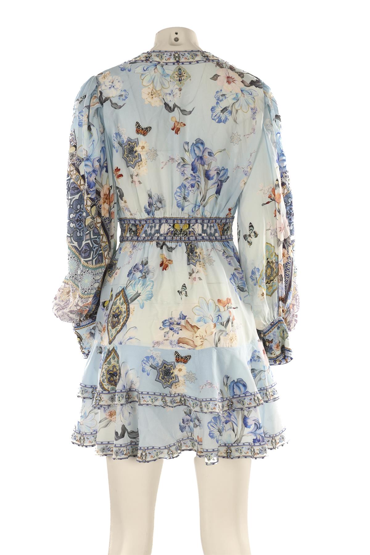 CAMILLA BLUE SILK MINI DRESS MEDIUM