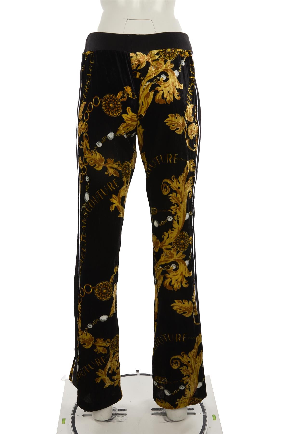 VERSACE JEANS COUTURE BLACK VELVET STRAIGHT LEG PANTS MEDIUM
