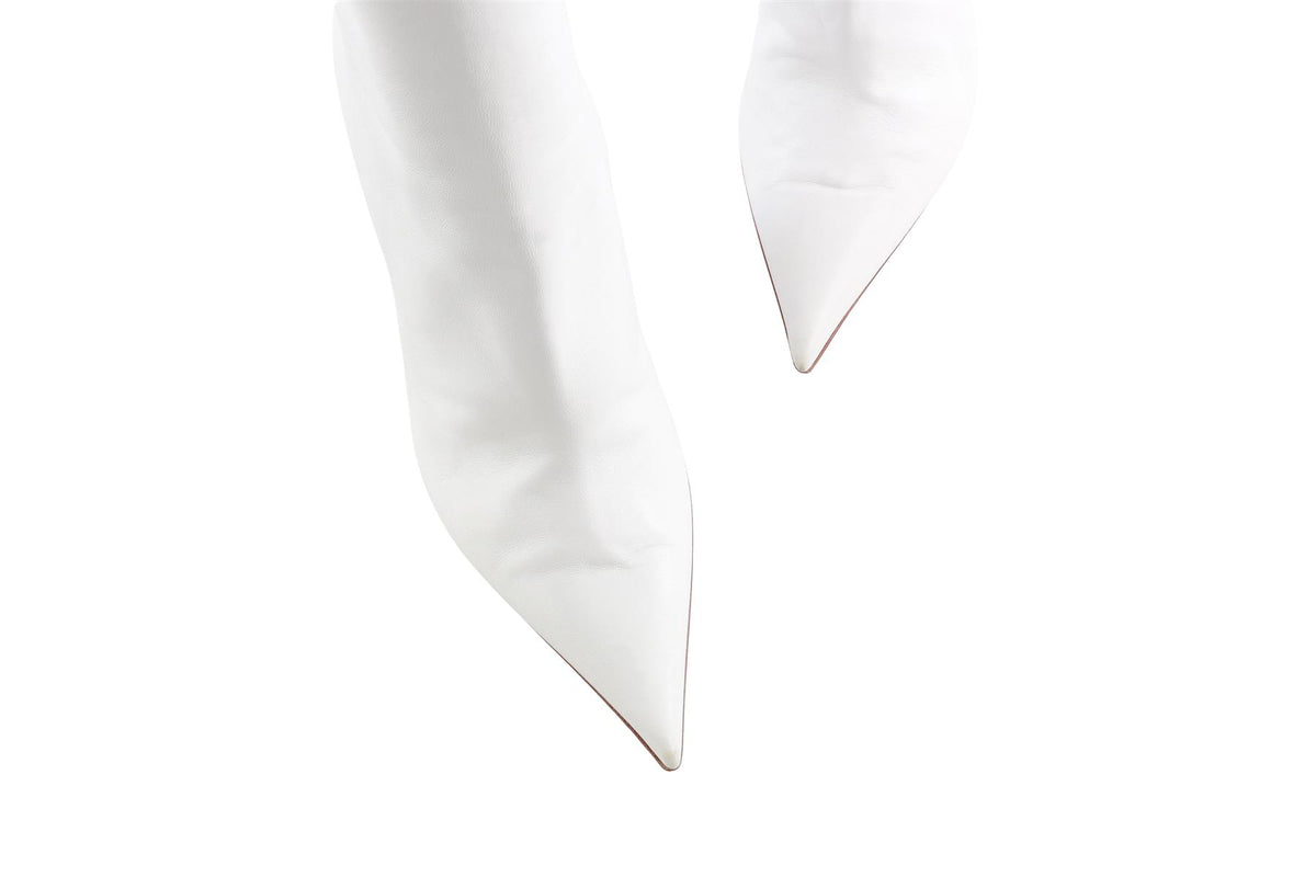 AMINA MUADDI WHITE LEATHER WEDGE ANKLE BOOTS EU 38 UK 5 US 8