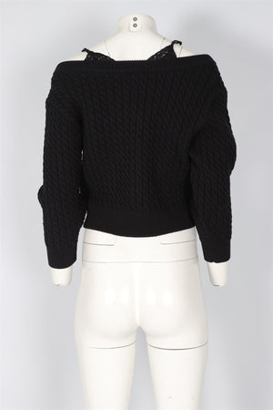 T BY ALEXANDER WANG BLACK WOOL TOP X-SMALL