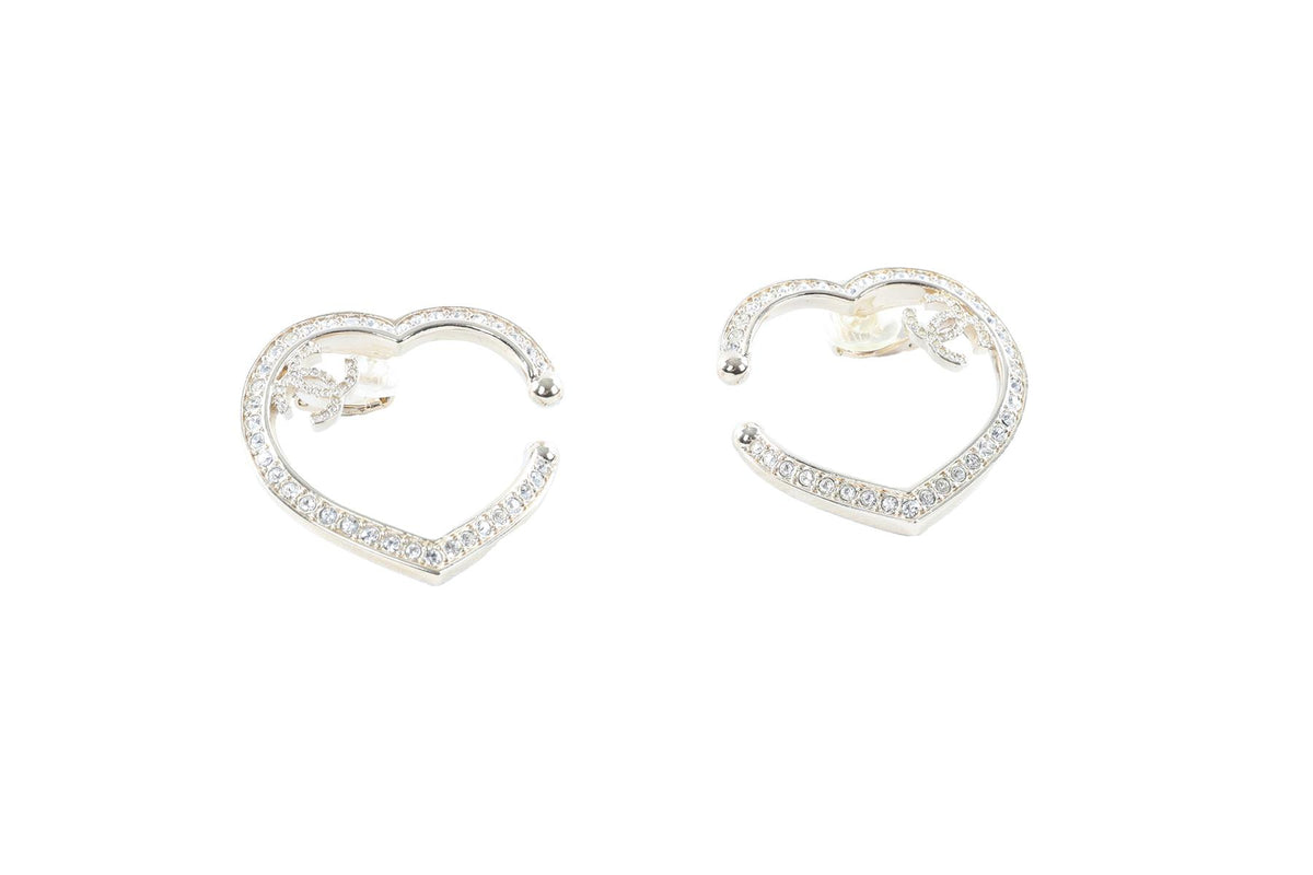 CHANEL SILVER 2023 HEART CLIP ON EARRINGS