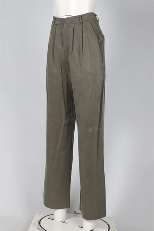 REFORMATION GREEN WOVEN STRAIGHT LEG PANTS US 2 UK 6