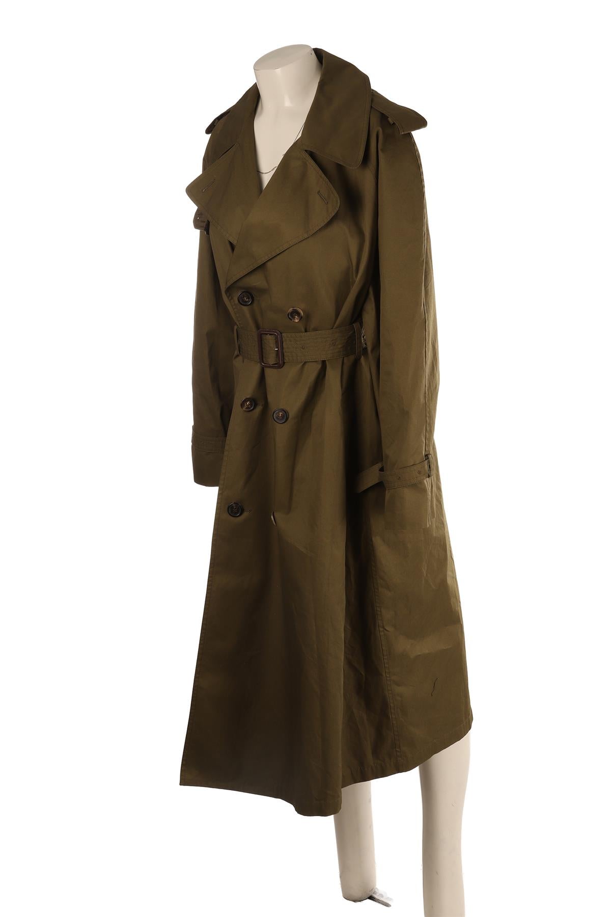 WARDROBE NYC GREEN COTTON TRENCH COAT XSMALL