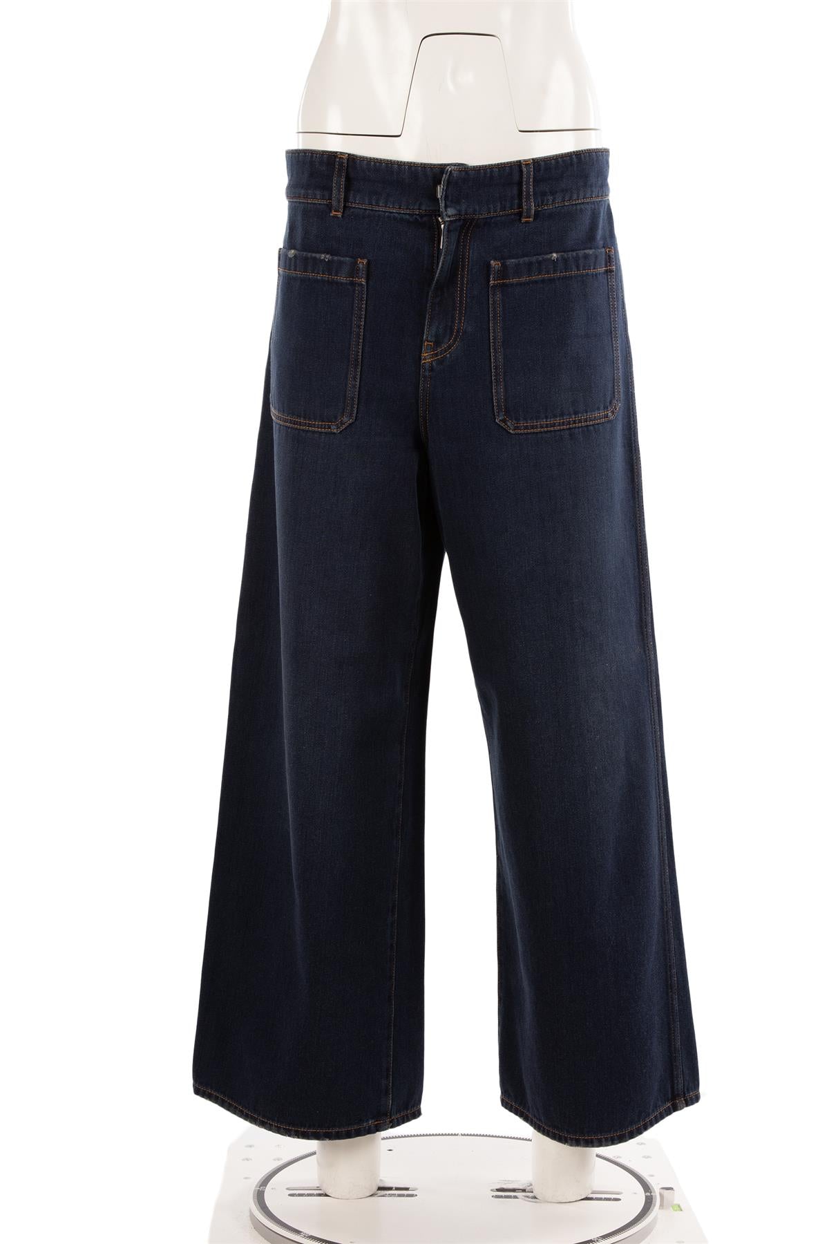 CHRISTIAN DIOR NAVY HIGH RISE WIDE LEG JEANS FR 40 UK 12