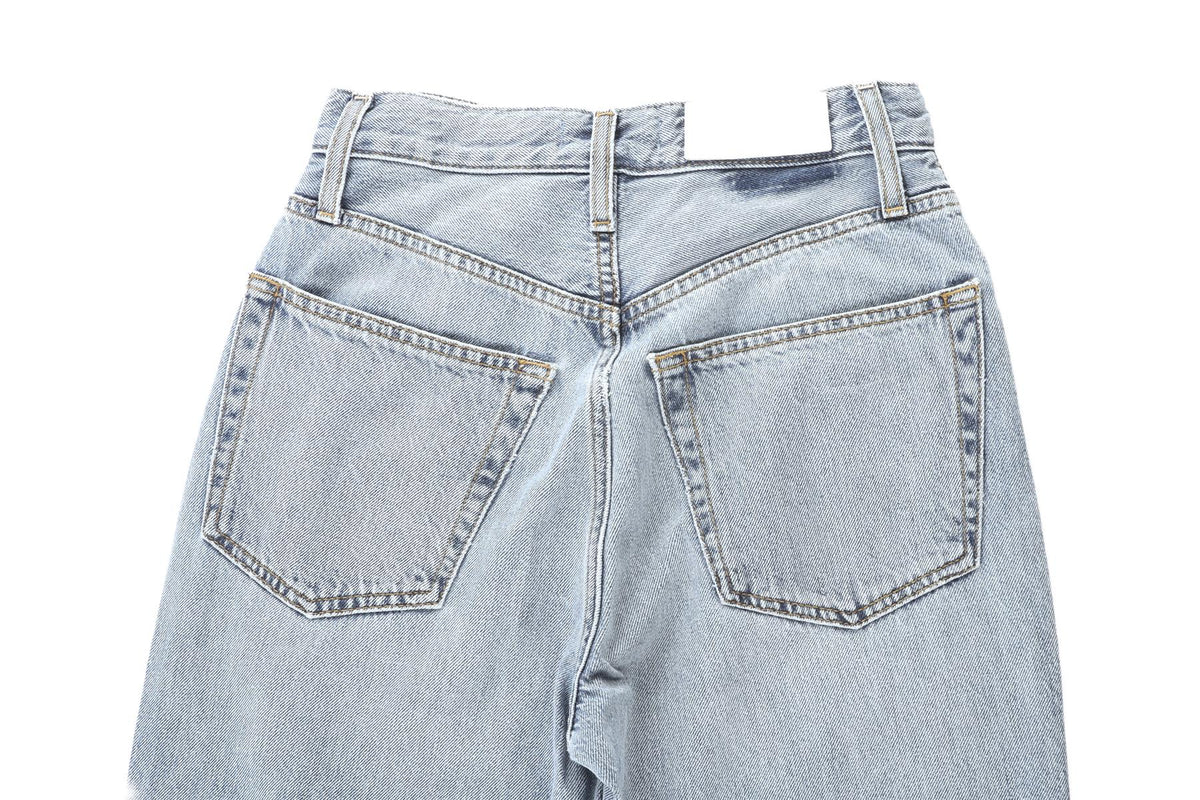 RE/DONE BLUE HIGH RISE WIDE LEG JEANS W24 UK 6
