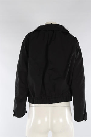 LOUIS VUITTON BLACK SILK BOMBER JACKET FR 36 UK 8