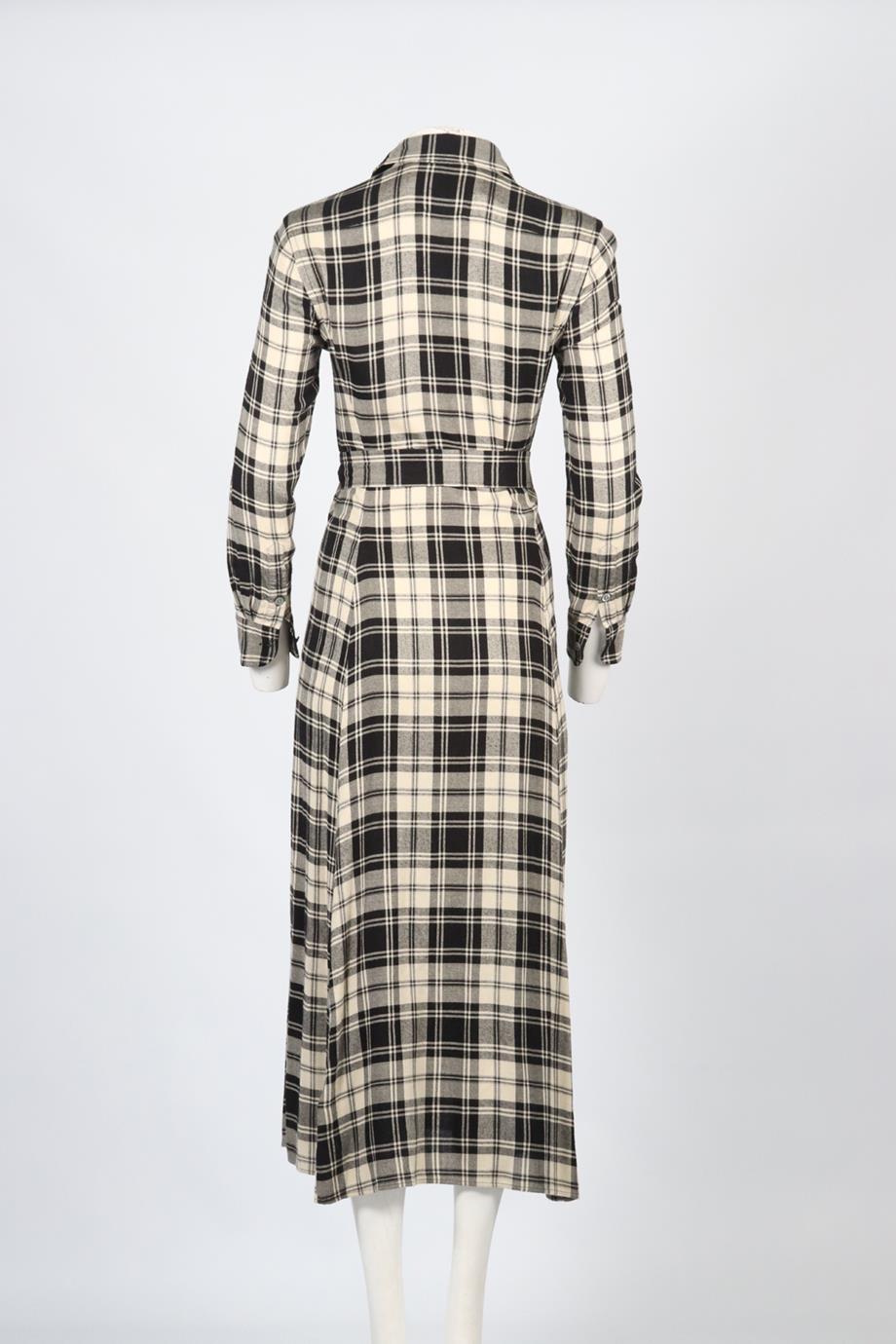 POLO RALPH LAUREN CHECKED WOOL BLEND MAXI DRESS US 4 UK 8