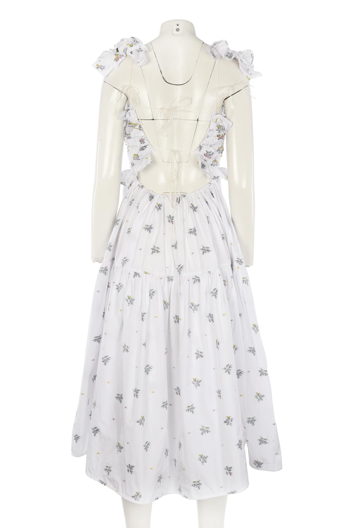 CECILIE BAHNSEN WHITE COTTON MAXI DRESS SMALL