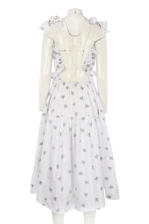 CECILIE BAHNSEN WHITE COTTON MAXI DRESS SMALL