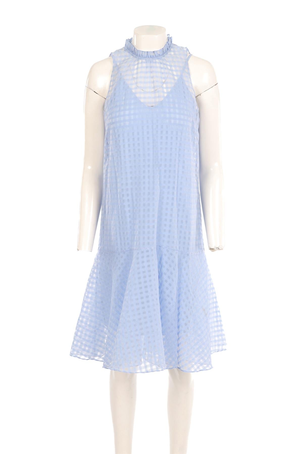 ME+EM BLUE COTTON MIDI DRESS UK 8