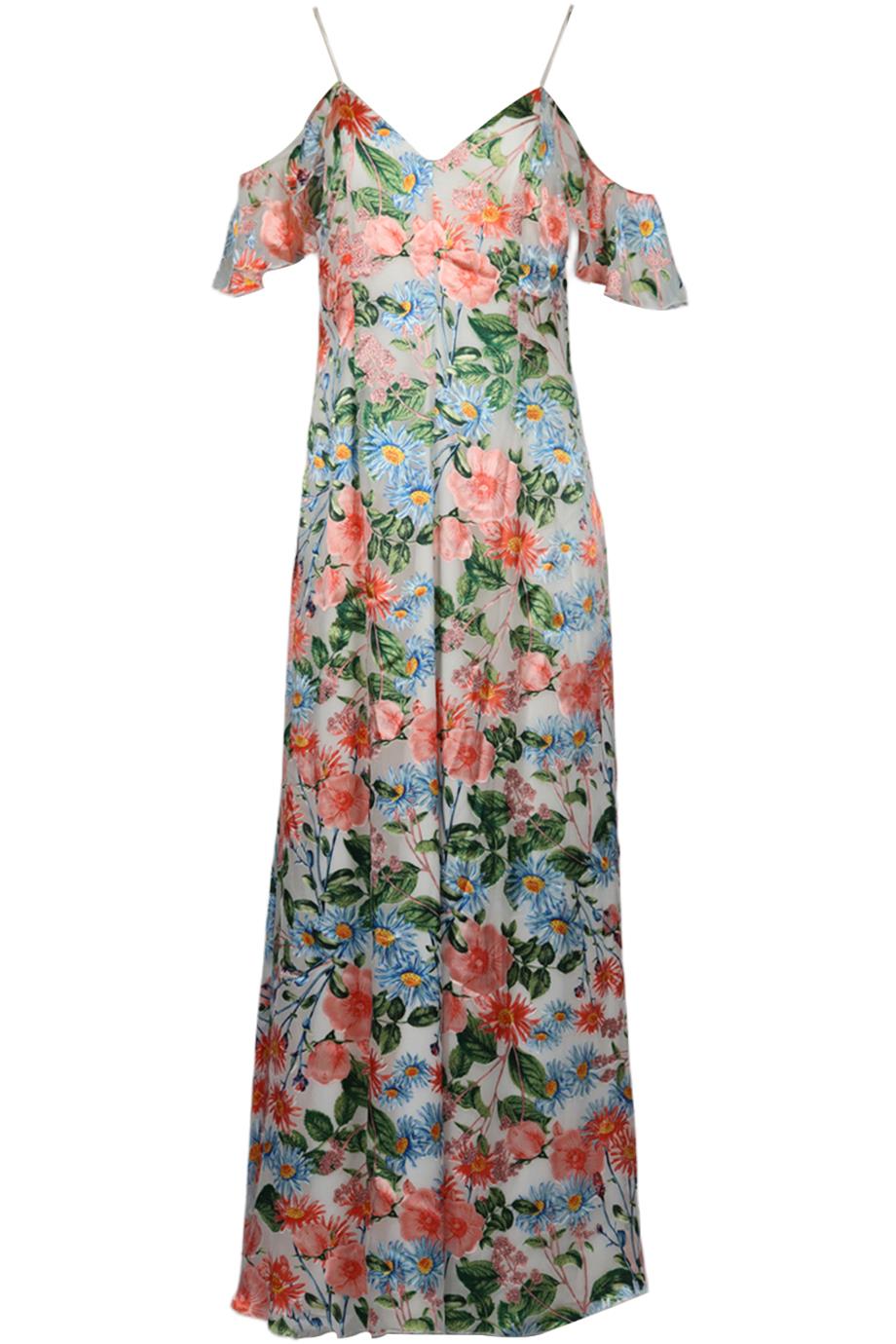 ALICE AND OLIVIA FLORAL PRINT SILK BLEND MAXI DRESS US 12 UK 16